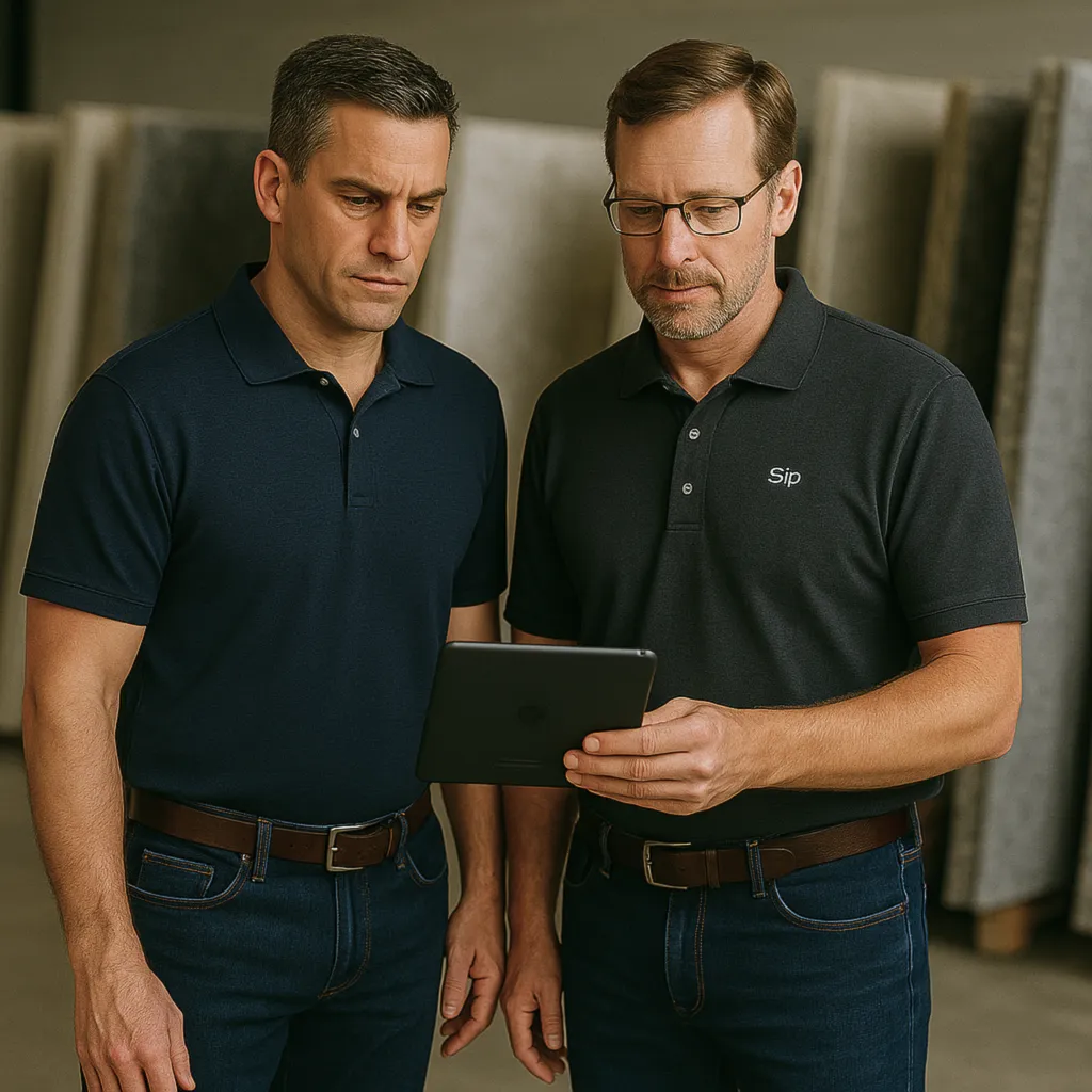 Two business partners collaborating over a plan