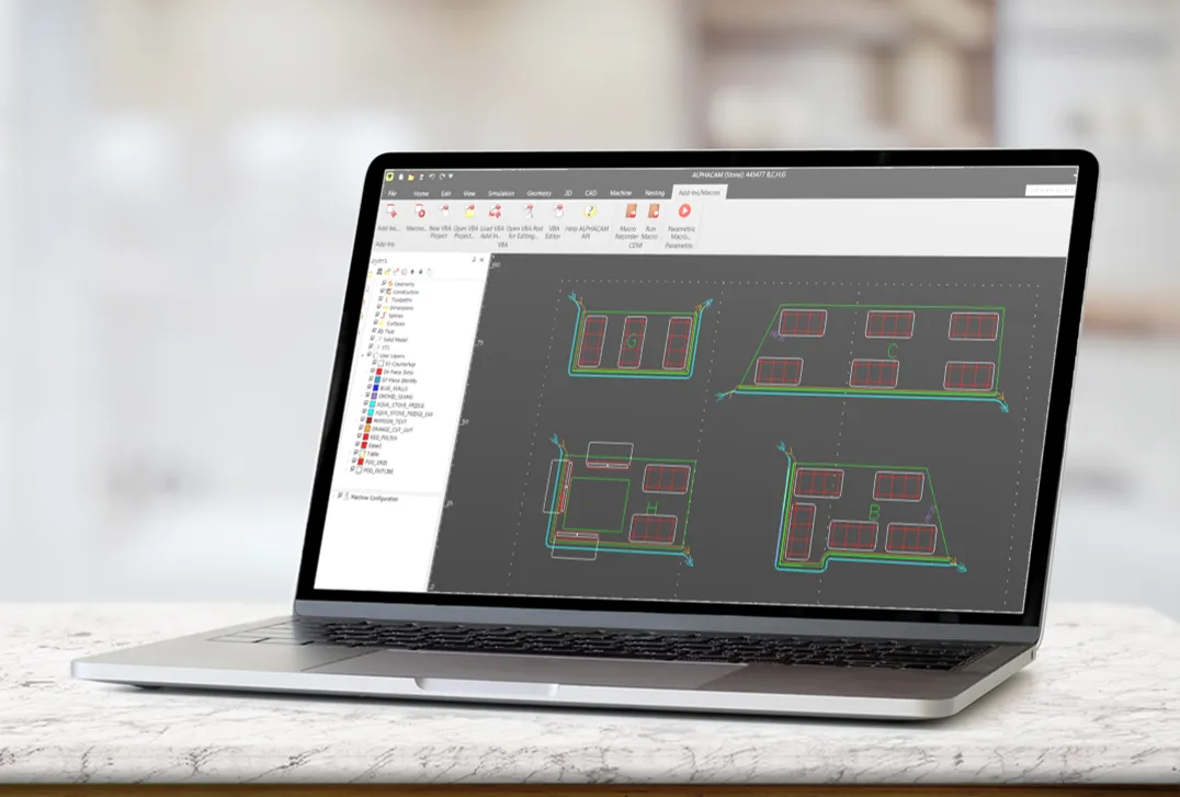 Alphacam CNC programming software on screen